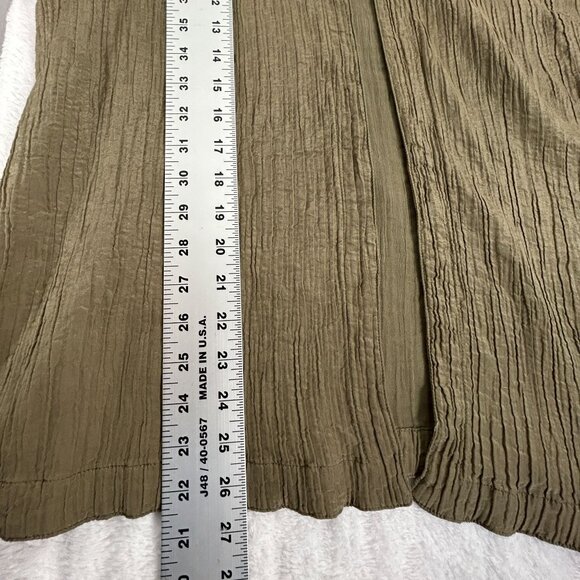 Citron Santa Monica Olive Textured Silk Cotton Blouse Jacket 0X Mandarin Collar - Picture 8 of 8